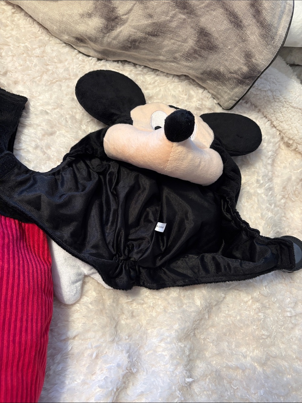Disney Mickey Mouse Red & Black Baby Costume with Plush Hat and Gloves 18-24M - Picture 3 of 9